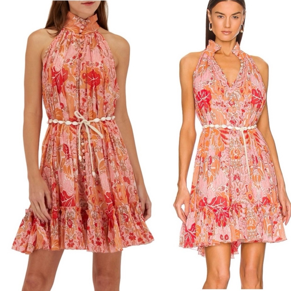 Zimmermann Violet dress in coral floral print - Aus 3, size L or 8-10